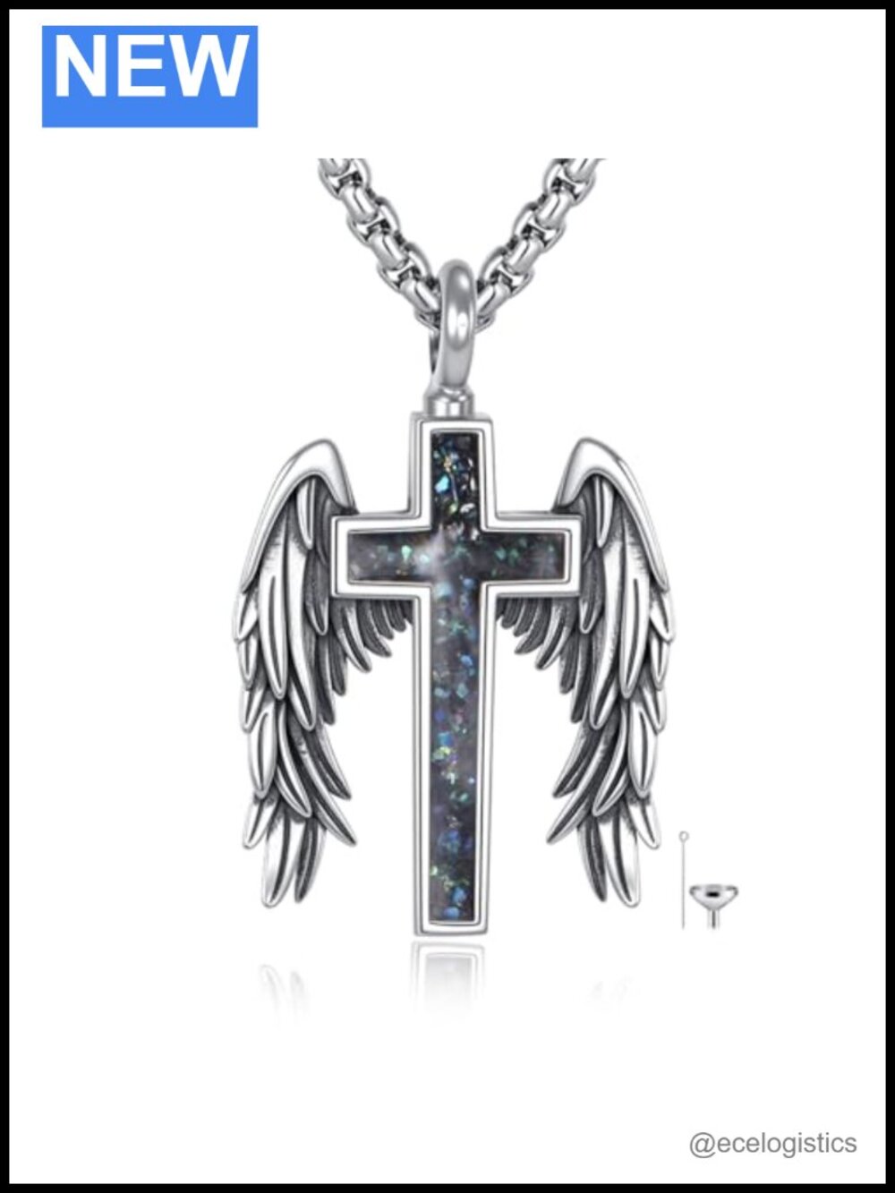 ONEFINITY 925 Sterling Silver Angel Wing Urn Necklace for Ashes Memorial